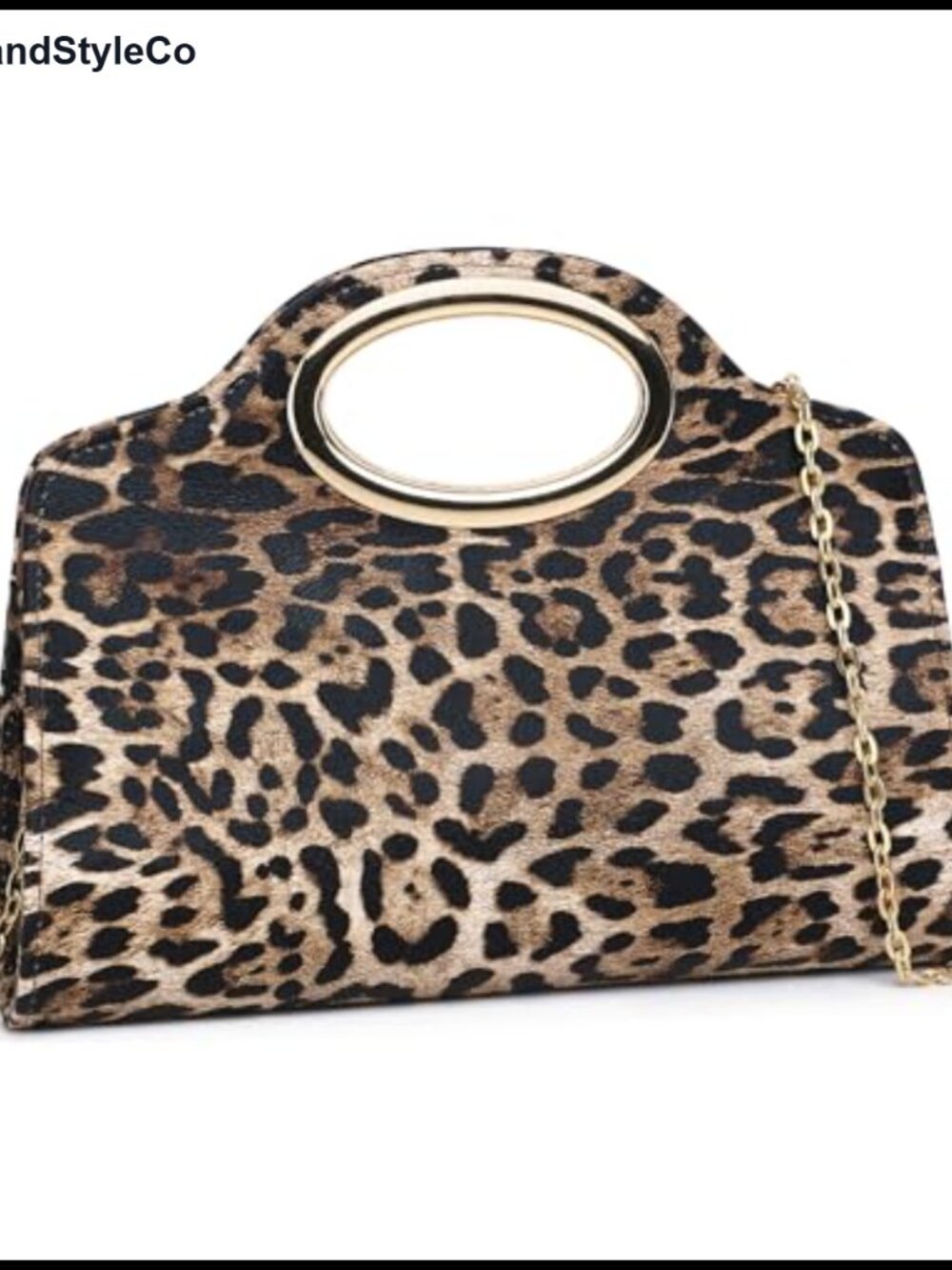 Vegan Leather Evening Clutch with Metal Top Handle, Detachable Chain Crossbody